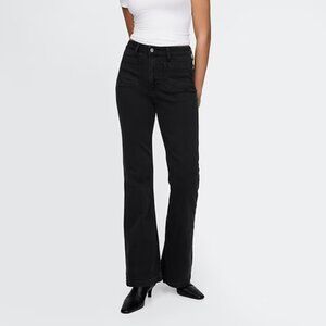 GAP Petite Curvy High Rise '70s Flare Black Jeans size 24P